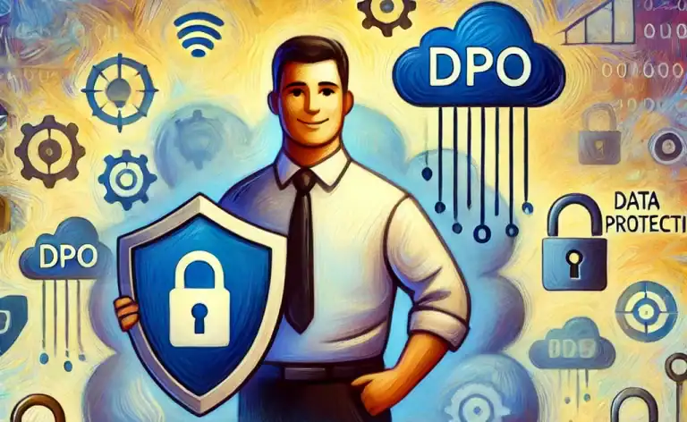 DALL·E 2024-07-22 10.09.21 - A representation of a Data Protection Officer (DPO) in a Pixar-like and impressionist style. The character should be a professional figure with a frie