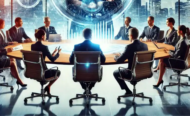 DALL·E 2024-08-26 09.27.04 - An image representing the modern role of a CIO (Chief Information Officer) in a dynamic business environment. The image should show a business leader