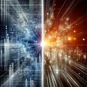 DALL·E 2025-01-07 12.10.31 - An abstract and thought-provoking image representing the concept of truth versus misinformation in the digital age. The design features a split compos