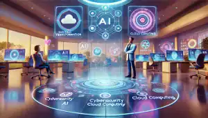 DALL·E 2025-01-13 13.58.41 - A Pixar-inspired illustration showcasing a visionary leader in a futuristic office setting, surrounded by holographic interfaces representing digital