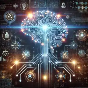 DALL·E 2025-01-27 14.03.21 - A visually striking digital artwork representing the advantages of DeepSeek-R1 AI. The central focus is a futuristic glowing brain-like structure made